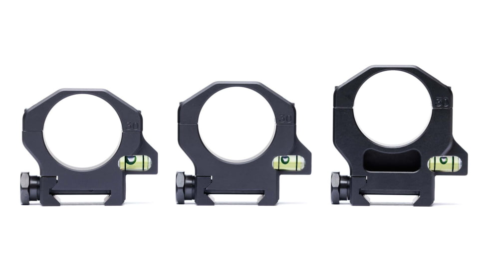 Ruff's Precision Manufacturing 30mm Riflescope Rings w/Co-Linear Bubble Level, High - 1.25in, Set of 2, Black, CLR-30125