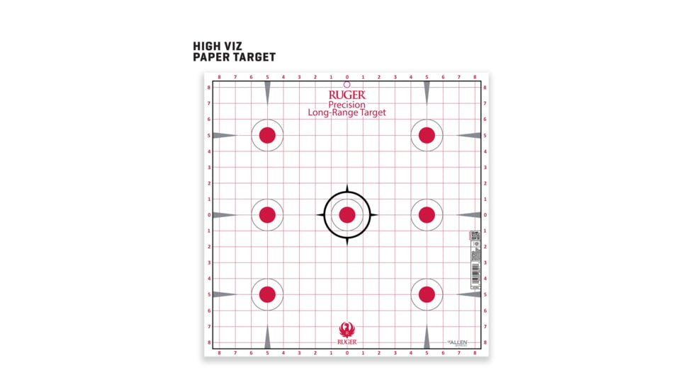 Ruger Paper Shooting Targets, 7-Spot Precision Sight-In Grid, 17in Square, 20-Targets Per Pack, 27992