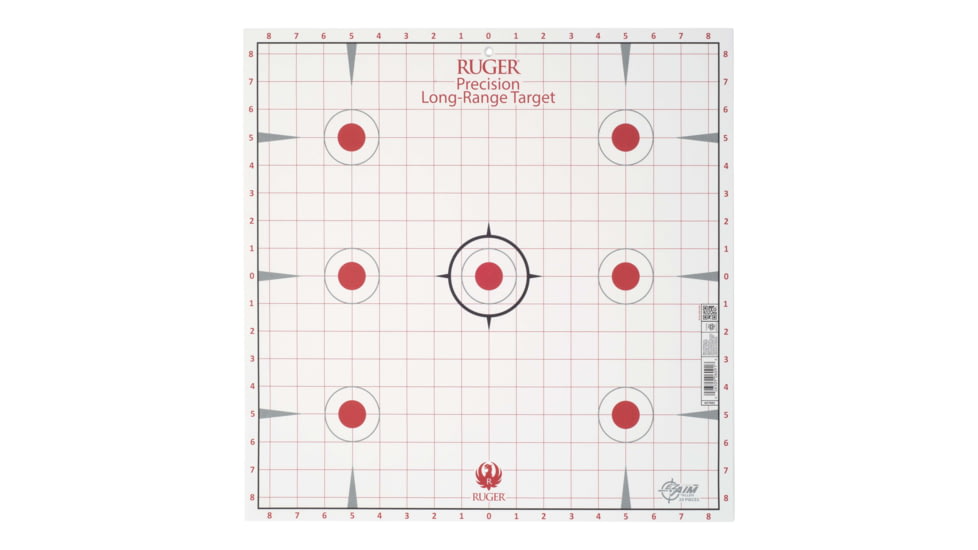 Ruger Paper Shooting Targets, 7-Spot Precision Sight-In Grid, 17in Square, 20-Targets Per Pack, 27992