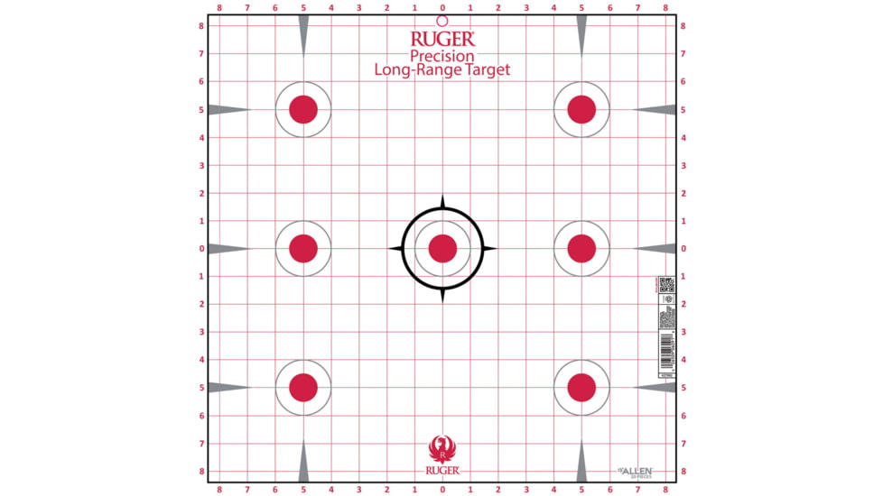 Ruger Paper Shooting Targets, 7-Spot Precision Sight-In Grid, 17in Square, 20-Targets Per Pack, 27992