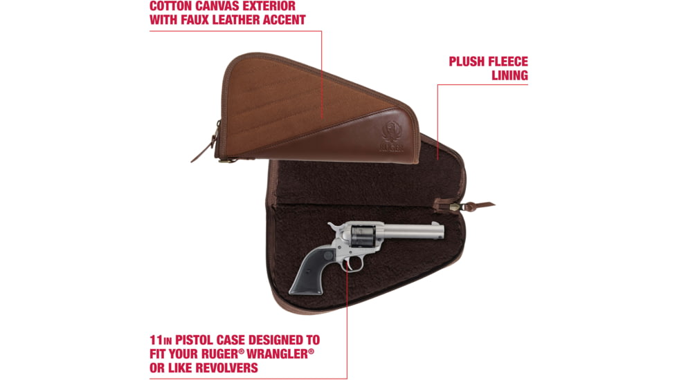 Ruger Wrangler Leather Revolver Case, 11in Revolvers/Handguns, Caramel, 11 in, 27804