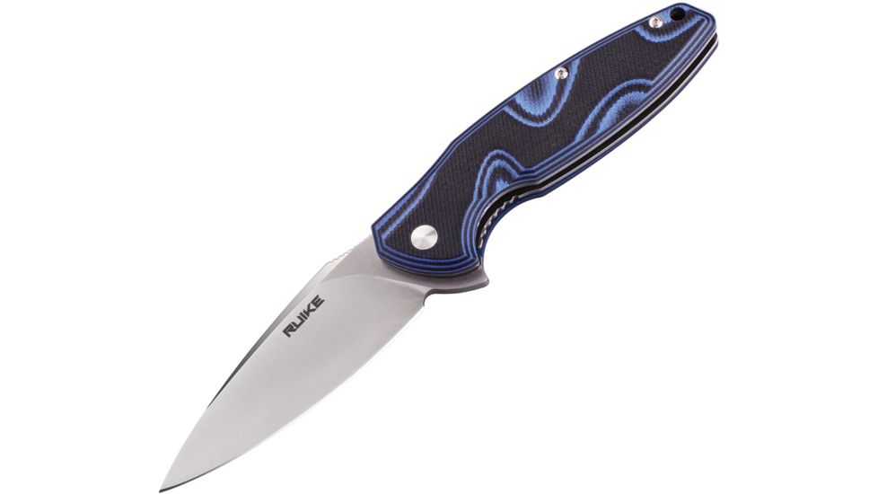 RUIKE Fang P105 Linerlock Blue-Black Folding Knife,3.5in,Standard Edge,Satin,Blue and Black,G10 Handle, P105-Q