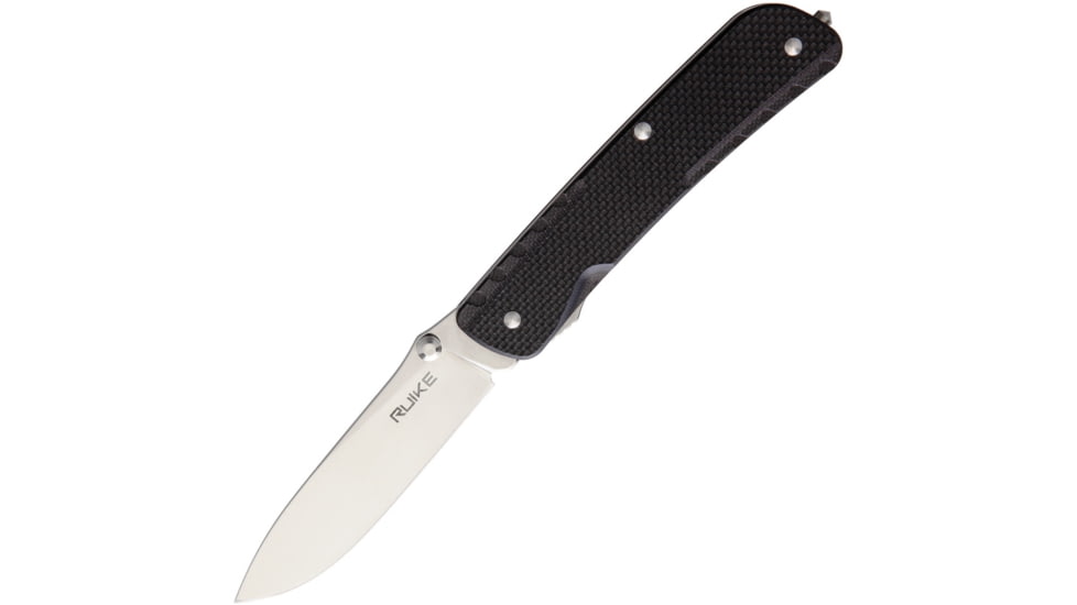 RUIKE LD11 Multifunctional Knife Multi-Tools, Folding Knife, 4.5in Closed, 3.5in Mirror 12C27 Sandvik SS Blade, Black Textured G10 Handle, Thumb Stud, Black, RKELD11B
