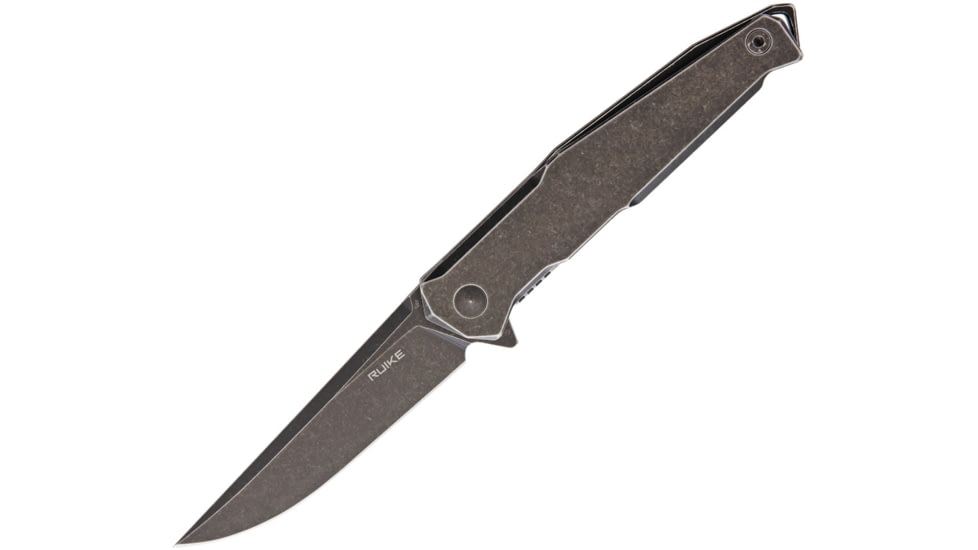 RUIKE P108 Beta Plus Folding Knife, 3.5in Black Stonewash 14C28N Sandvik SS Drop Point, Black Stonewash 3Cr13 SS Handle, Pocket Clip, Beta Plus Locking Mechanism, P108-SB