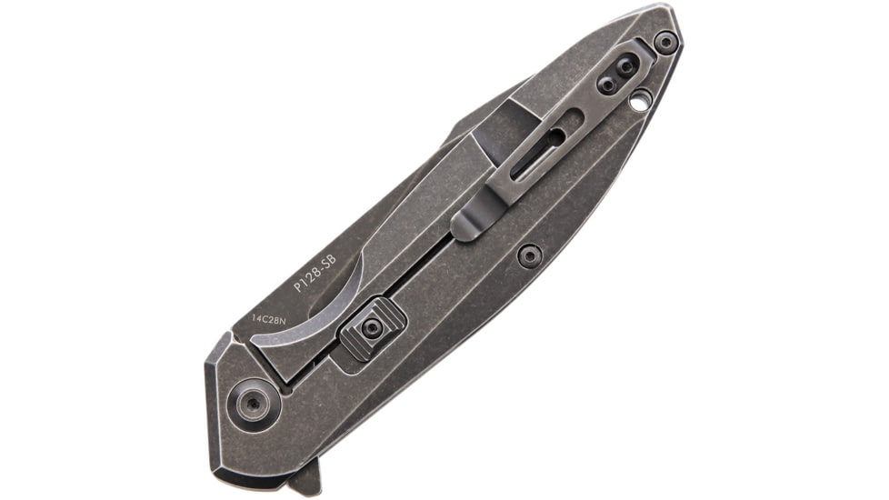 RUIKE P128 Beta Plus Folding Knife, 4in Black Stonewash 14C28N Sandvik SS Drop Point, Black Stonewash 3Cr13 SS Handle, Pocket Clip, Beta Plus Locking Mechanism, P128-SB