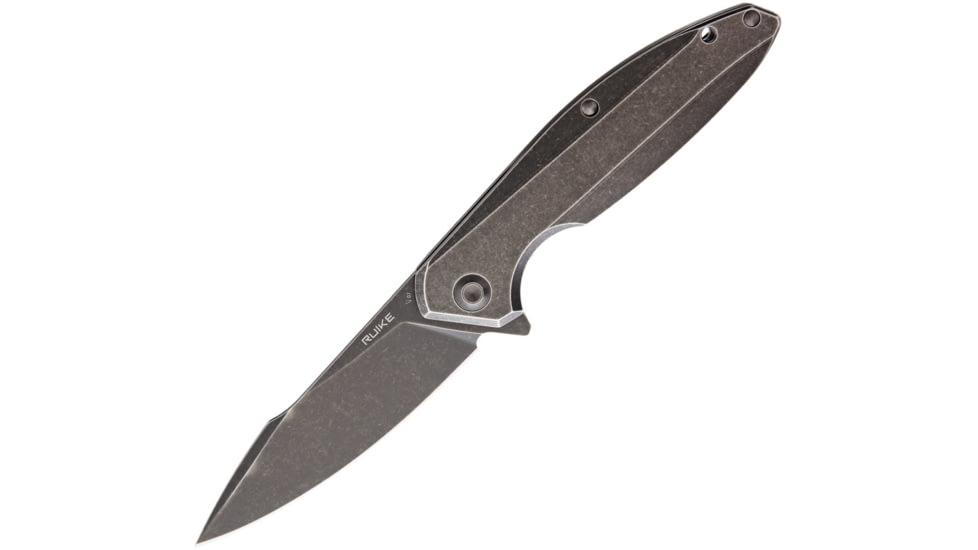 RUIKE P128 Beta Plus Folding Knife, 4in Black Stonewash 14C28N Sandvik SS Drop Point, Black Stonewash 3Cr13 SS Handle, Pocket Clip, Beta Plus Locking Mechanism, P128-SB