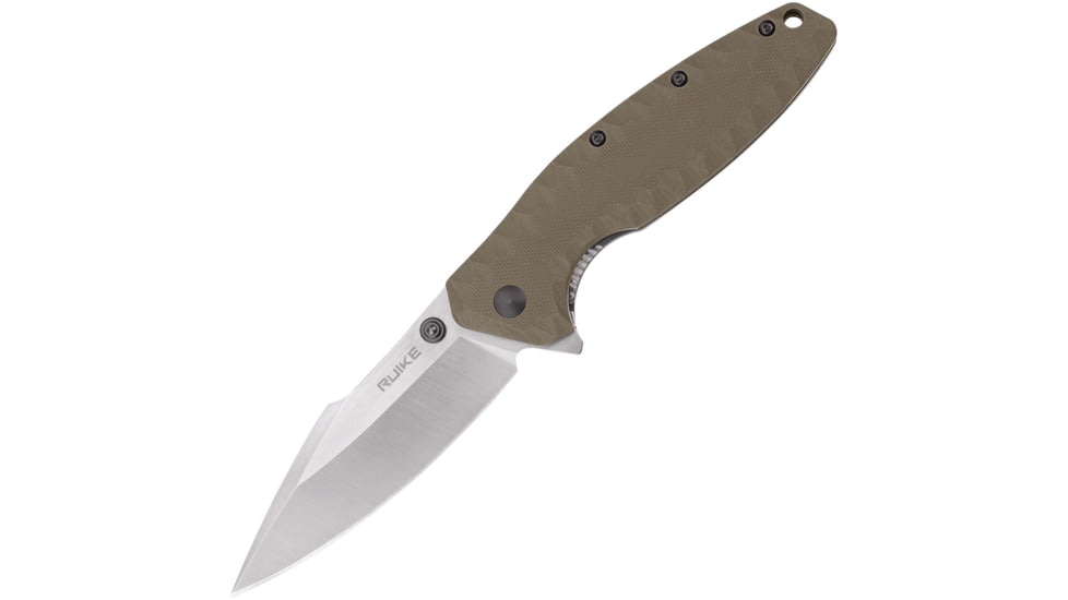RUIKE P843 Linerlock Folding Knife, Tan textured G10 handle, P843-W