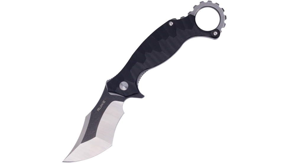 RUIKE P881 Linerlock Folding Knife, Black sculpted G10 handle, P881-B1