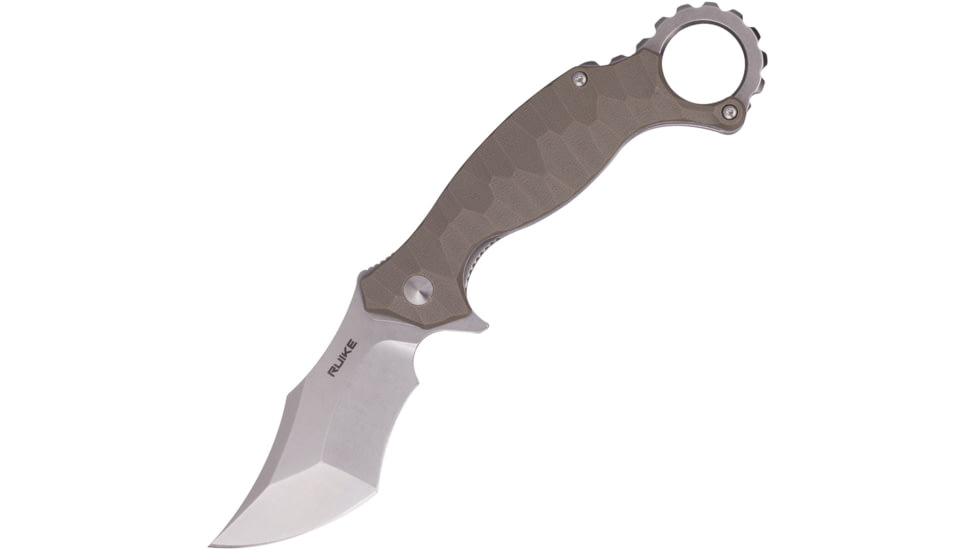 RUIKE P881 Linerlock Folding Knife, Tan sculpted G10 handle, P881-W