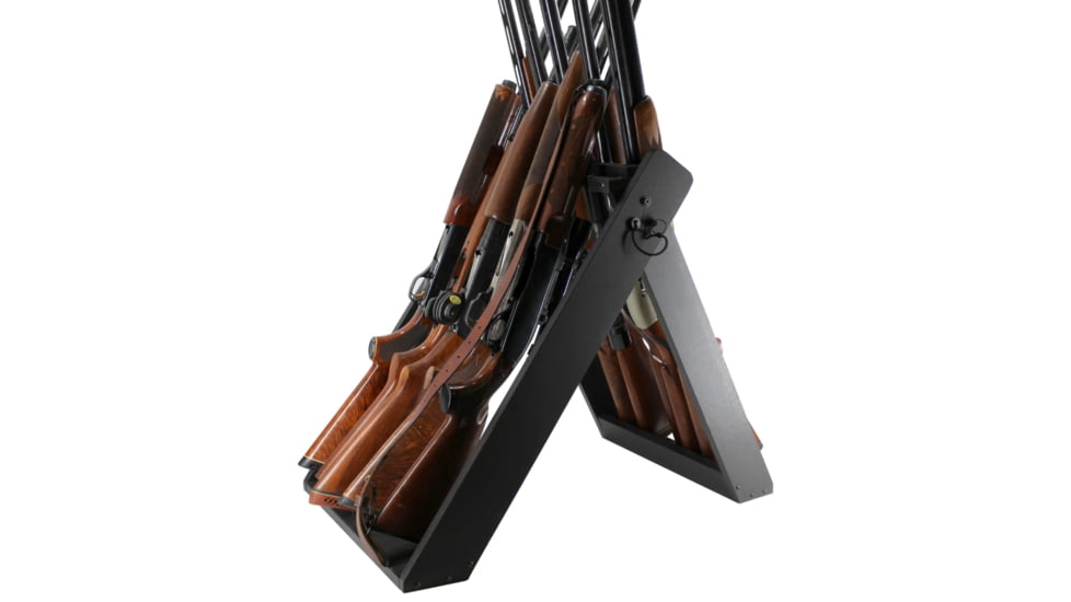 Rush Creek Creations Deer Camp Portable 10 Gun Folding Storage Rack, Black, 38-0238