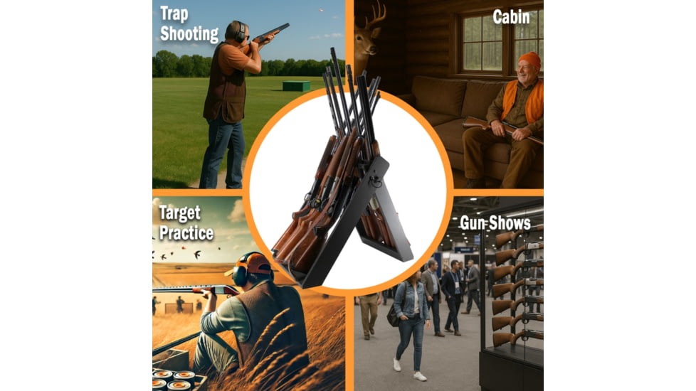 Rush Creek Creations Deer Camp Portable 10 Gun Folding Storage Rack, Black, 38-0238