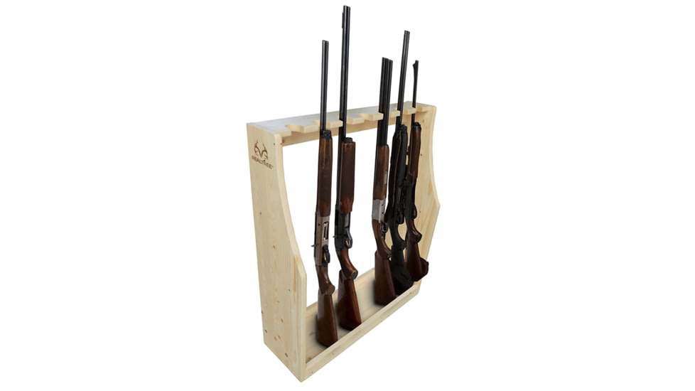 Rush Creek Creations Free Standing Wood 7-Gun Storage Rack, Natural Pine Light, 39-4001