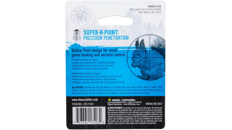 RWS Super-H-Point Field Line .177 Pellets, Lead, 2317403