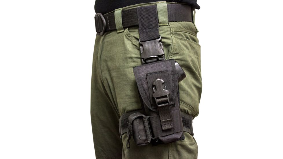 S.O.Tech X26 / X26P Taser Holster, Black, Ambidextrous, Thigh, Attaches to Belt and Vest TH-X26-TBV-BLK