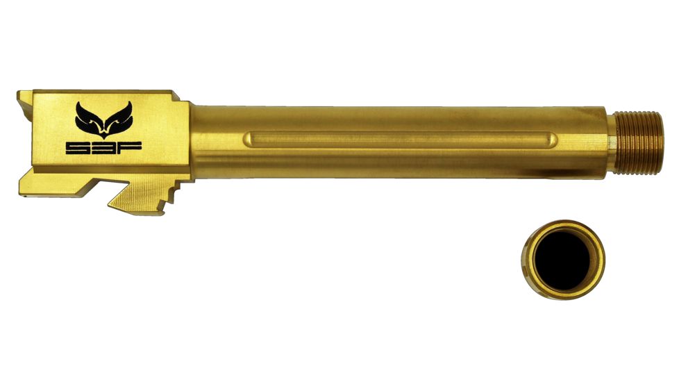 S3F Solutions Glock 17 Drop In Match Grade Barrel Threaded/Fluted, Titanium Nitride, Gold, S3FG17T/FTiN, G17TFTIN