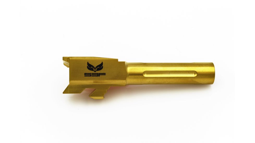 S3F Solutions Glock 43 Drop In Match Grade Barrel Threaded/ Fluted, Titanium Nitride, Gold, S3FG43T/FTiN