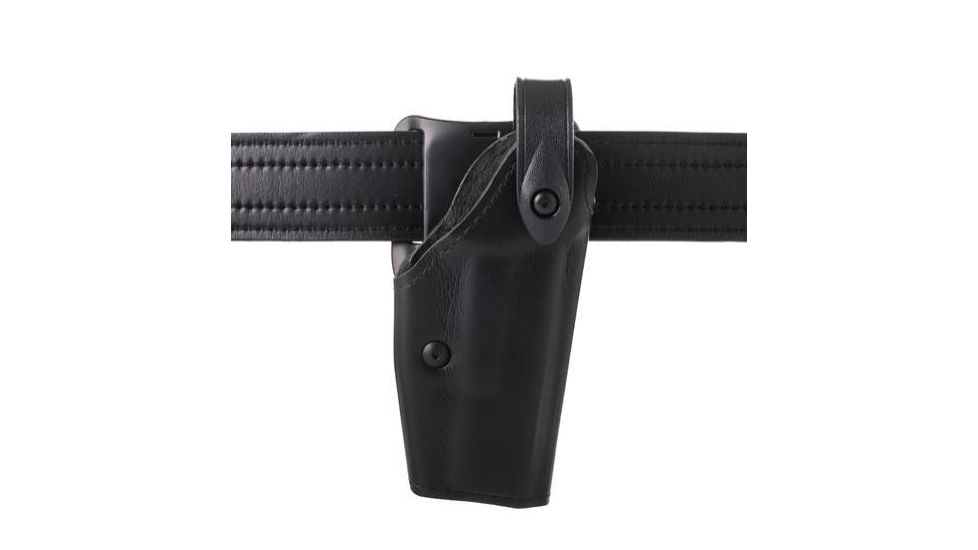 Safariland 6280 SLS Level II Retention Mid-Ride Duty Holster, S&amp;W K-Frame Revolver 4in, Right, Plain, Black, 6280-09-411