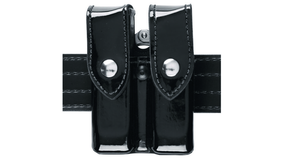 Safariland 72 Double Mag &amp; Cuff Pouch, Glock 20 10mm 4.6in., Glock 21 .45 Cal., Plain Black W/ Black Plastic Snap 72-383-2PBL
