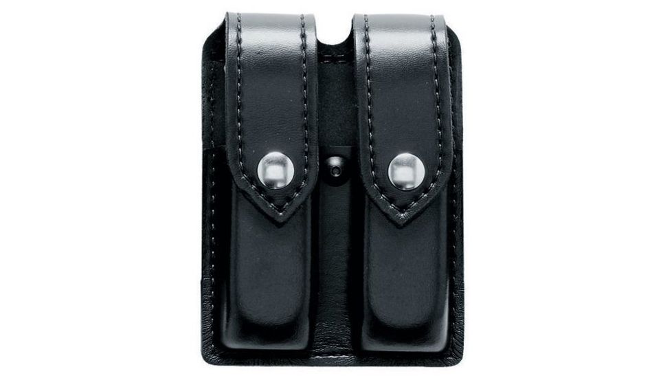 Safariland 77 Double Mag Pouch, Double Stacked 9mm Mags Gl17, 22, STX Tactical Black W/ Hidden Snap 77-083-13HS