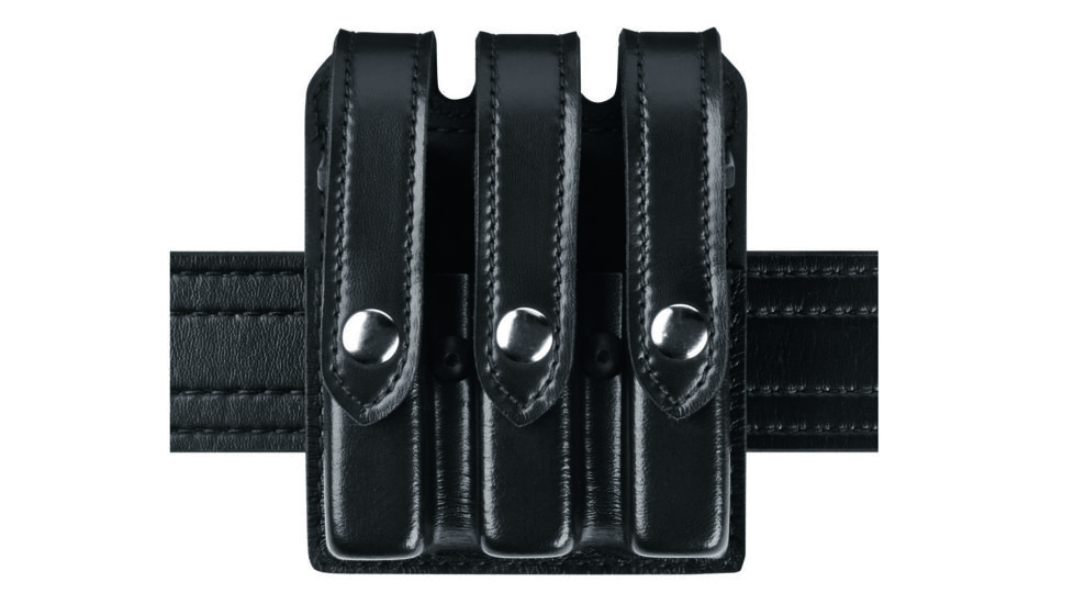Safariland 777 Slim Triple Mag Pouch W/ Flap, 1911 Government Style, STX Basket Weave Black W/ Black Plastic Snap 777-53-48PBL