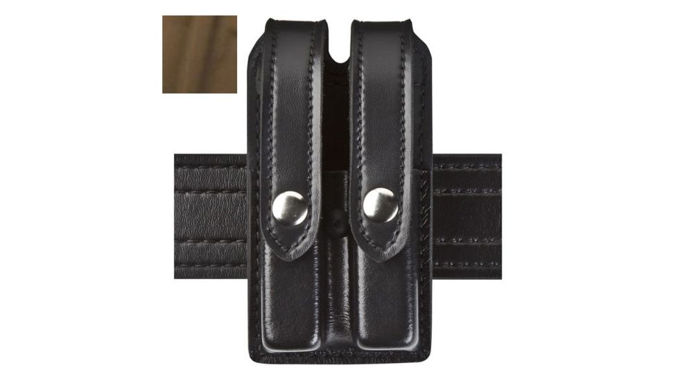 Safariland 78 Slim Double Mag Pouch, 1911 Government Style, STX Tactical Coyote Brown For Shroud W/ Black Plastic Snap, Ambi Shroud Mount 78-53-763PBL