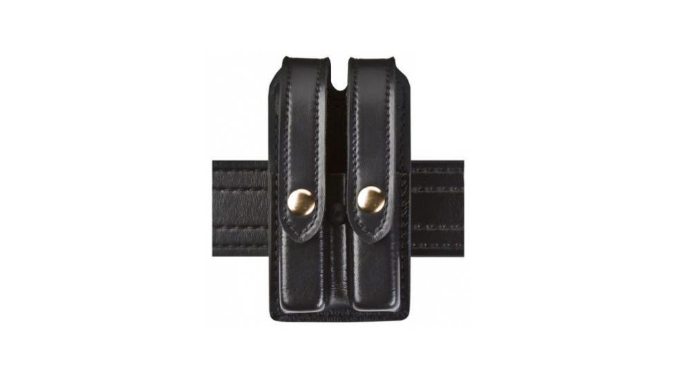 Safariland 78 Slim Double Mag Pouch, Glock 19, 23, H&amp;K Usp 9mm, .40, Sig P250, Plain Black W/ Brass Snap Closure 78-283-2B
