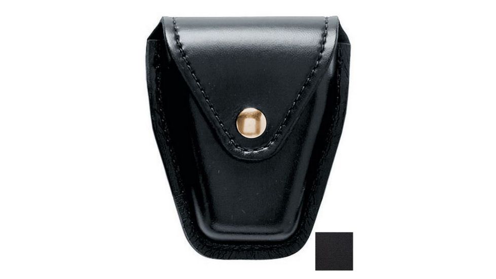 Safariland 190 Handcuff Case W/ Top Flap, Nylon Look Black W/ Brass Snap Closure 190-22B