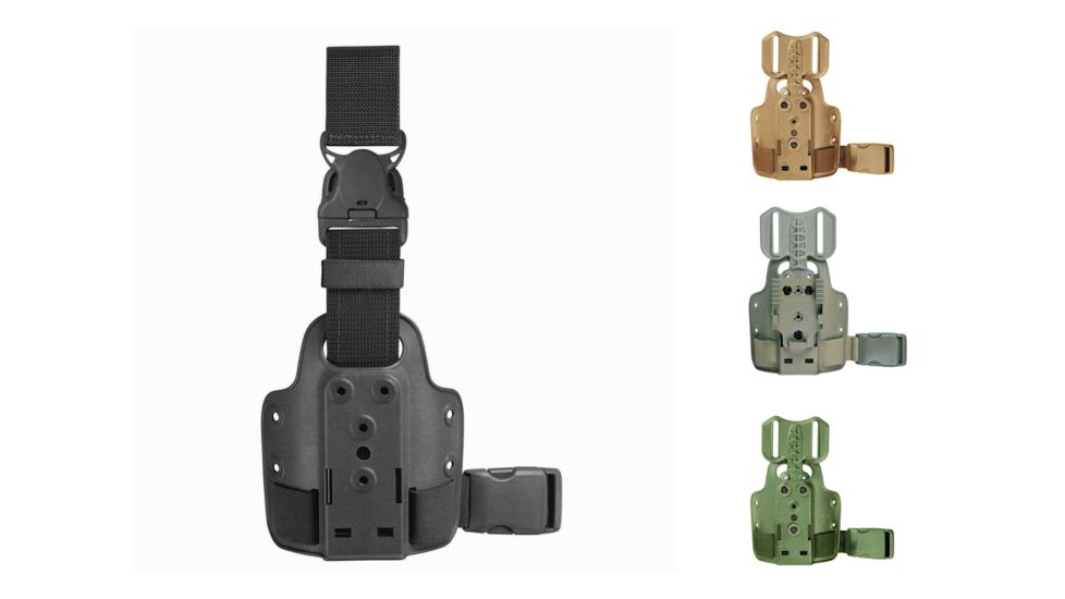 Safariland Model 6004 Single Strap Leg Shroud w/ Drop Flex Adapter DFA, Black, Flat Dark Earth, Foliage Green, OD Green