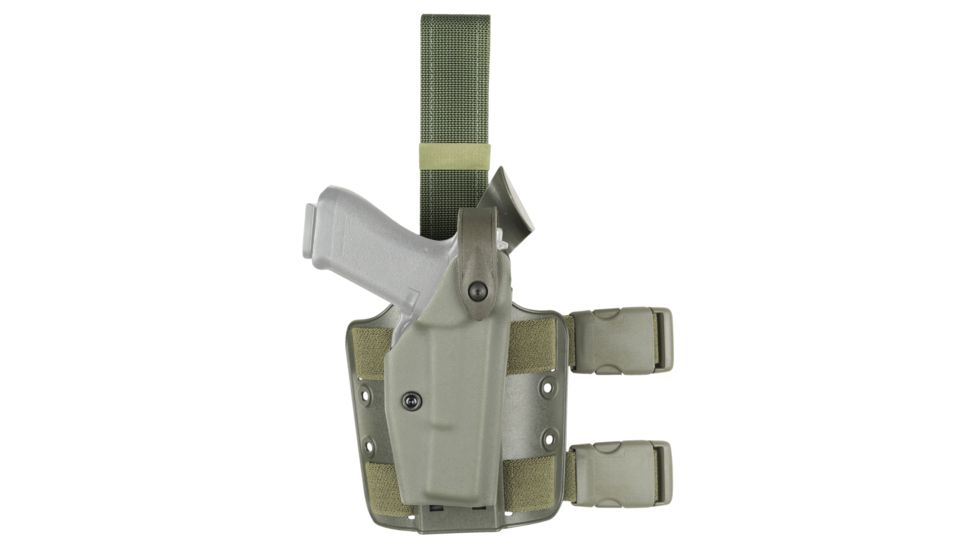 Safariland SLS Drop-Leg Holster, Glock 20/21SF w/Dual Magazine Release&amp;ITI M3/M6/Streamlight TLR-1/TLR-2/Insight XTI Procyon/SF X200/X300 Light, Left Hand, STX OD Green, 6004-938321-562