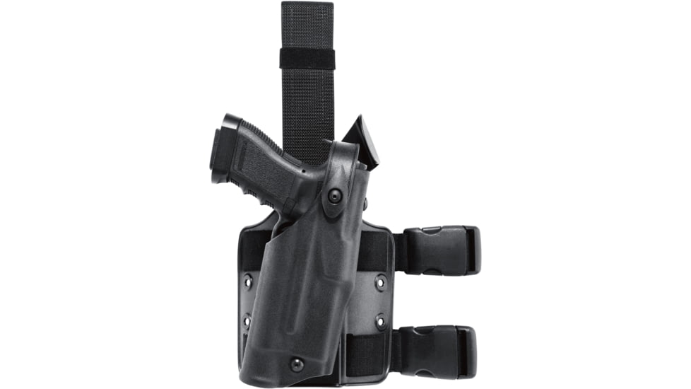 Safariland 6304 ALS/SLS Drop-Leg Glock Tactical Holster, Glock 19/19X/23/45/26/27, Single Strap Leg Shroud, Right, STX Tactical, Black, 1326437