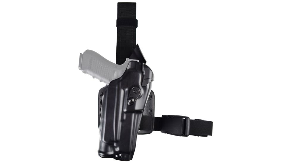 Safariland Model 6384RDS-SP10 ALS OMV Drop Leg Holster, Sig Sauer P320 9mm/.40 Compact w/ITI M3/Streamlight TLR1/SF X300/X300U, Left Hand, STX Plain, Single Strap, Black, 6384RDS-7502-132-SP10