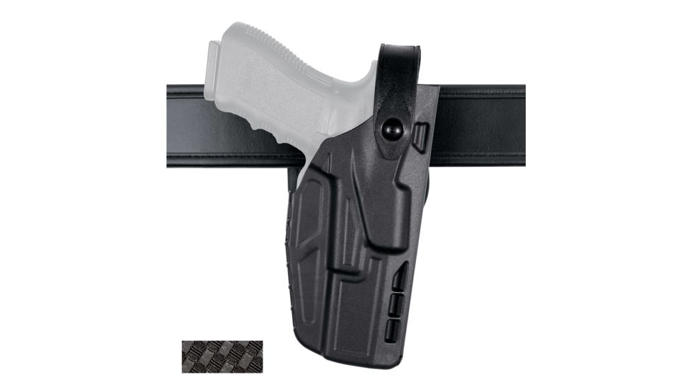 Safariland Model 7280 7TS SLS Mid-Ride Level-II Duty Holster, Glock 20/21, Left Hand, STX Basket Weave Black, 7280-383-482