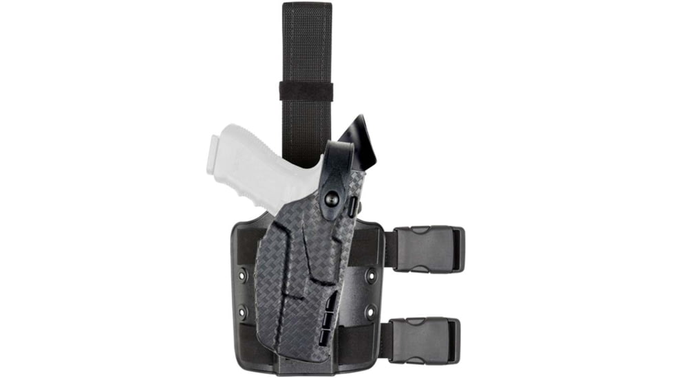 Safariland 7304 7TS ALS/SLS Level III Retention Tactical Holsters, Glock 19 Gen 5, Glock 23, Glock 45, Glock 19X, Standard Double Strap Leg Shroud, Right Hand, Black, 7304-28325-481