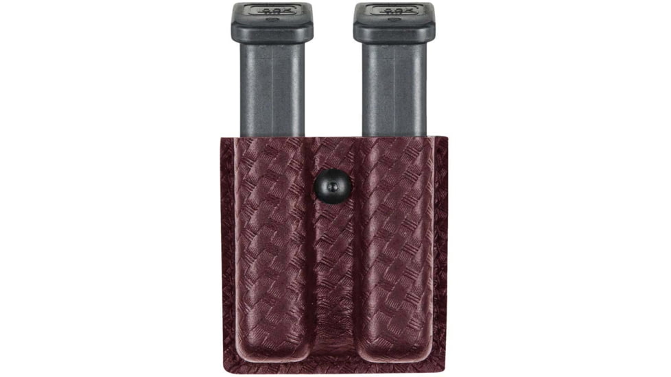 Safariland Model 79 Slimline Open Top Double Magazine Pouch, Glock 17/22 4in BBL, Cordovan, Basket Weave, 79-83-03