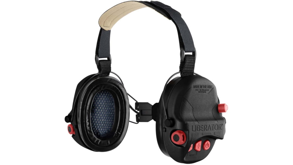 Safariland - TCI Liberator Hearing Protection with Adaptive Behind-the-Head Suspension, Black/Red, TCI-LIBHPB-2.0-BLK/RED