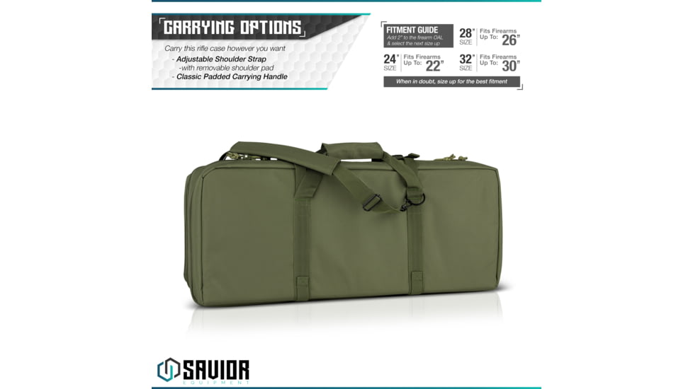 Savior Equipment American Classic Shorty Double Rifle Case, 24in, OD Green, RB-2412DG-V1-OG