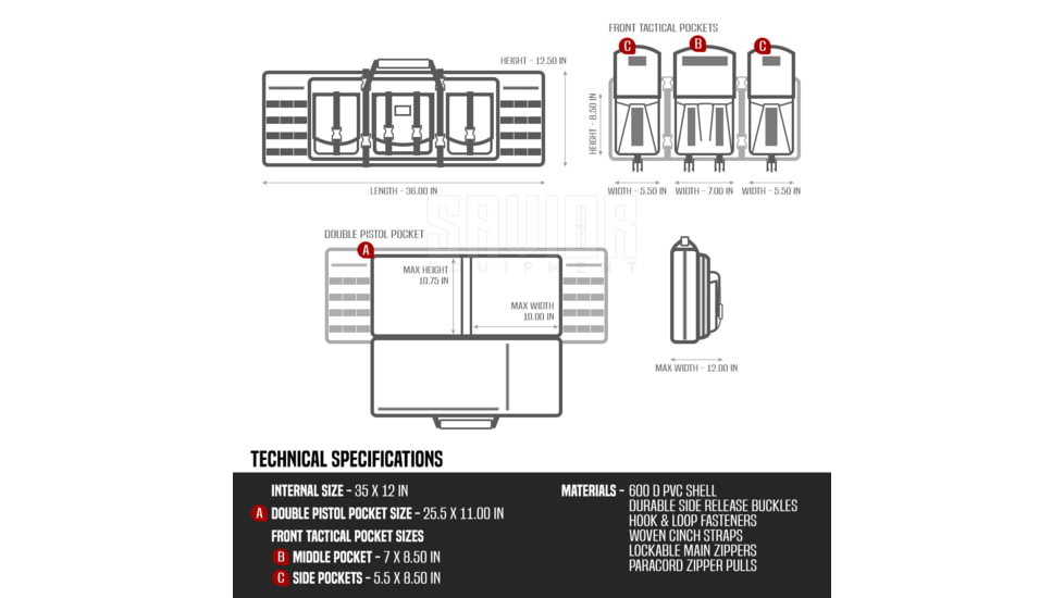 Savior Equipment American Classic Double Rifle Case, 36in, Dark FDE, RB-3612DG-V1-TN