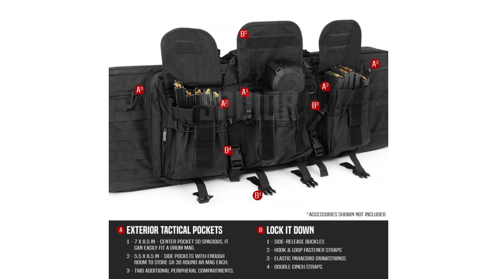 Savior Equipment American Classic Double Rifle Case, 46in, Black, RB-4612DG-V1-BK