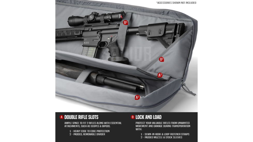 Savior Equipment American Classic Double Rifle Case, 46in, Gray, RB-4612DG-V1-GS