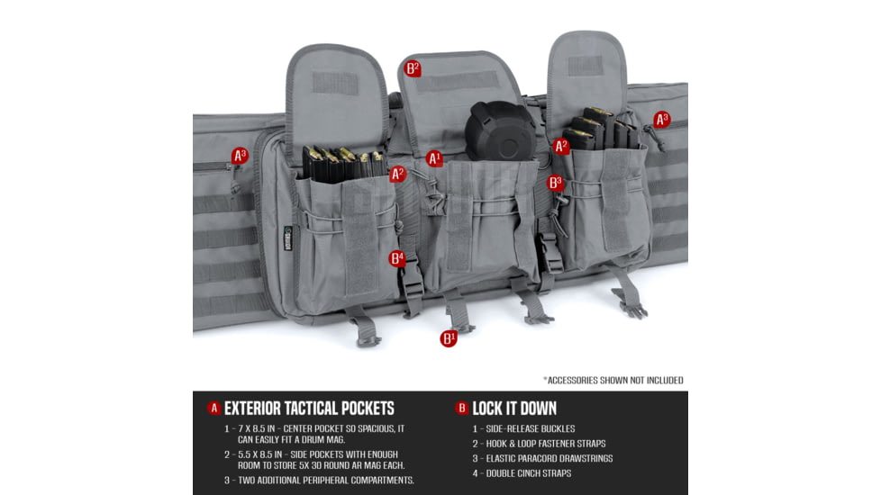 Savior Equipment American Classic Double Rifle Case, 46in, Gray, RB-4612DG-V1-GS