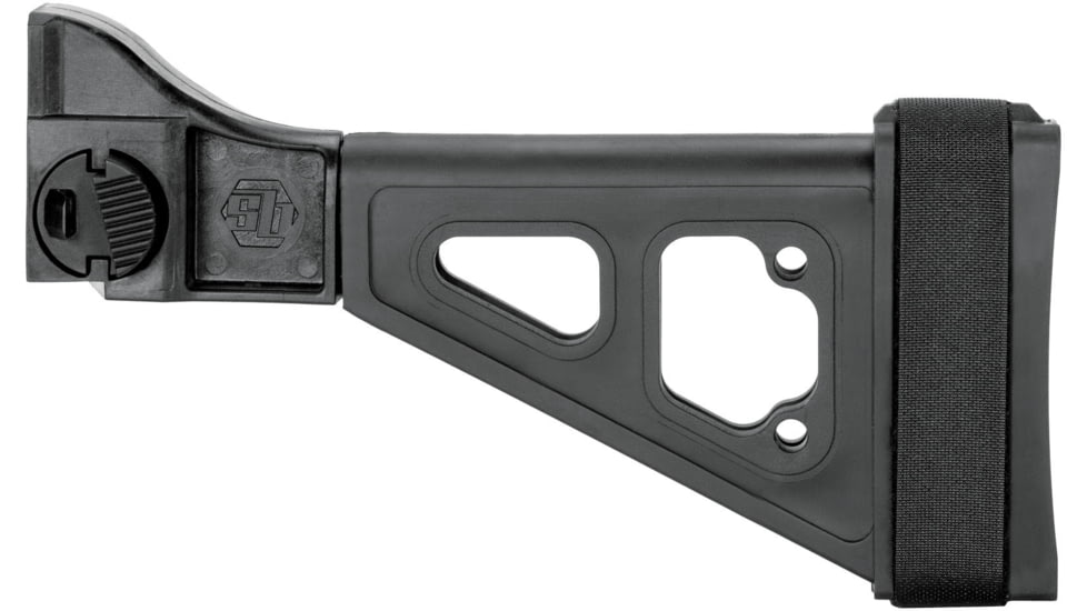 SB Tactical UMP and APC Folding Pistol Brace w/ Adjustable Nylon Stabilizing Strap, Black, SBTSBT-01-SB