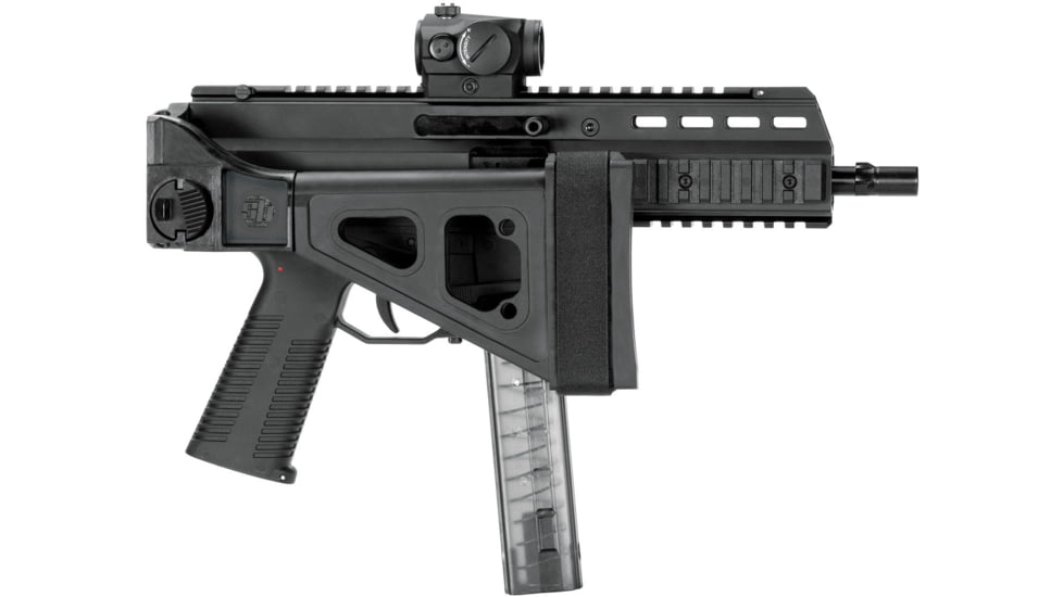 SB Tactical UMP and APC Folding Pistol Brace w/ Adjustable Nylon Stabilizing Strap, Black, SBTSBT-01-SB