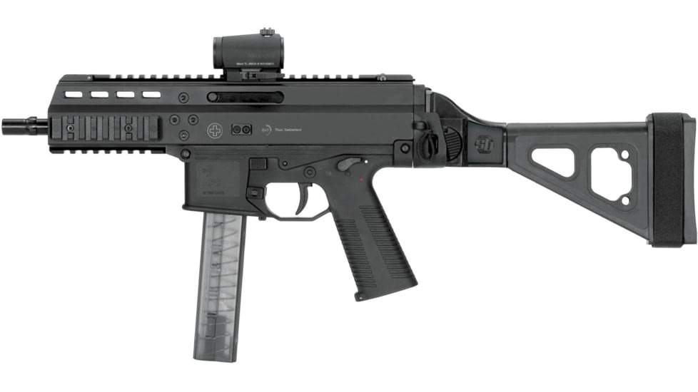 SB Tactical UMP and APC Folding Pistol Brace w/ Adjustable Nylon Stabilizing Strap, Black, SBTSBT-01-SB