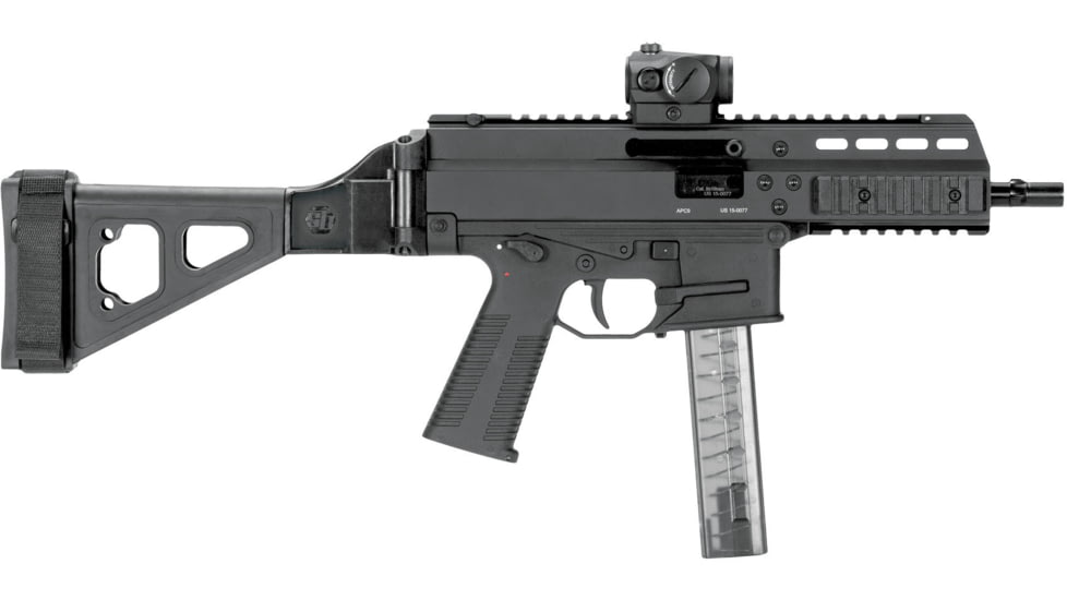 SB Tactical UMP and APC Folding Pistol Brace w/ Adjustable Nylon Stabilizing Strap, Black, SBTSBT-01-SB