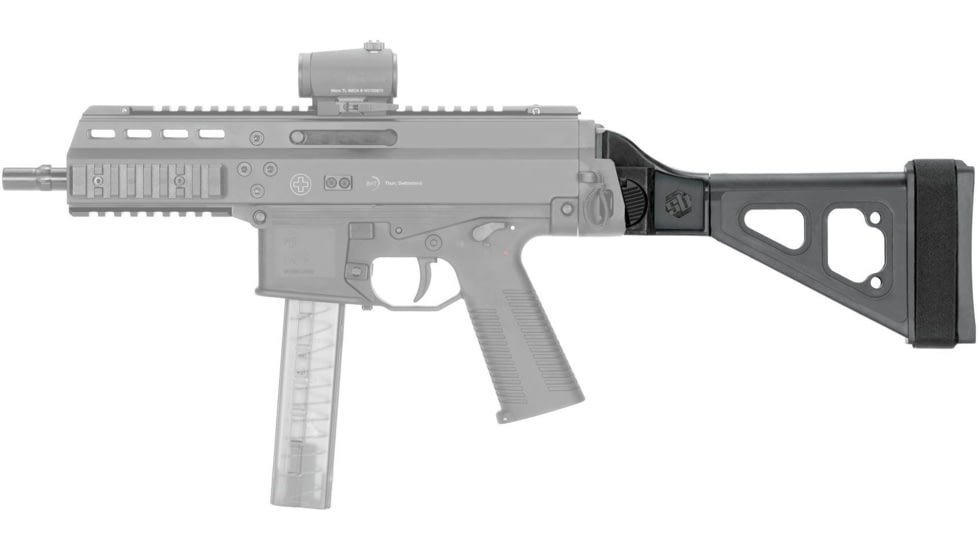 SB Tactical UMP and APC Folding Pistol Brace w/ Adjustable Nylon Stabilizing Strap, Black, SBTSBT-01-SB