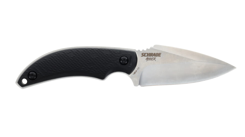 Schrade Adder Fixed Blade Knife, AUS-10 Steel Blade, Non-Sleep Rubberized Handle, 1182521