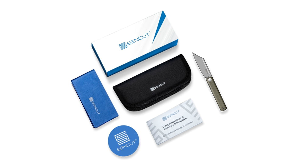 SENCUT Glenspar Thumb Stud &amp; Crossbar Lock Knife Black Shredded G10 Handle 3.45inch Stonewashed 9cr18mov Blade