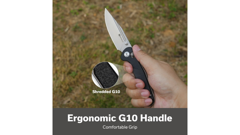 SENCUT Glenspar Thumb Stud &amp; Crossbar Lock Knife Black Shredded G10 Handle 3.45inch Stonewashed 9cr18mov Blade