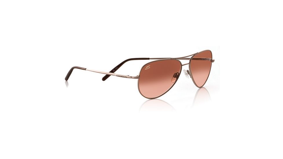 Serengeti Aviator Sunglasses, Small - Silver Frame Champagne, Drivers Gradient Lens 7095