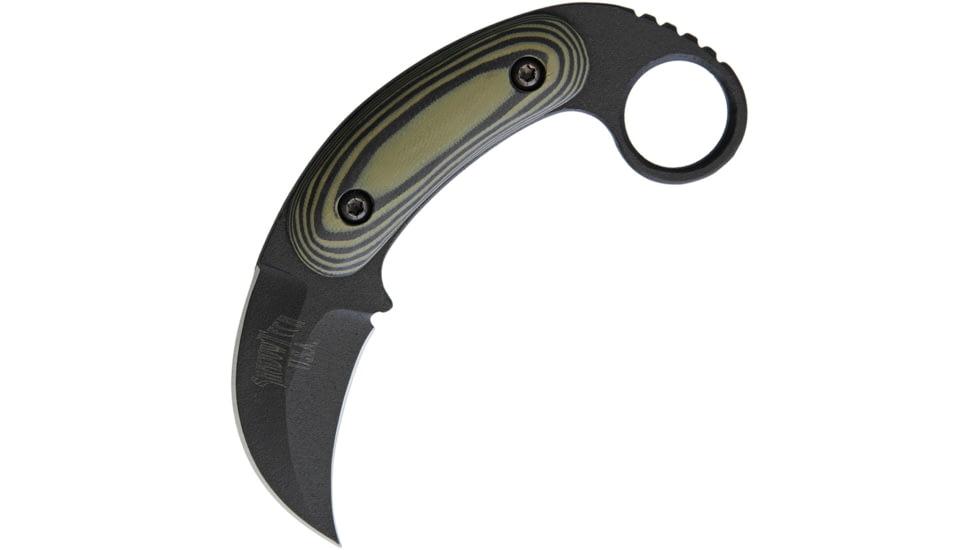 Shadow Tech CTK Compact Tactical Karambit Knife, 6in Overall, 2.5in Black Powder Coated 8670 Steel Karambit Blade, OD Green G10 Handle, Persian Grind Blade, Black Kydex Sheath, STK1004BK